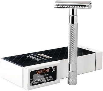 Classic Double Edge Safety Razor Single Blade Weighted Design Razor for Men, Reusable Razor, with 5 Premium Razor Blades (Chrome)