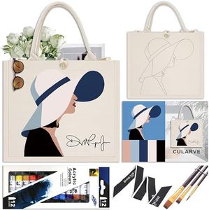 Canvas Tote Bag, DIY Canvas Tote Bag Painting Kit, Create Your Own Handbag, Adult Painting Party Set, Reusable Shopping Bag, Tote Bag, Perfect for Paint and Sip Parties, Birthday Gifts,Shopping