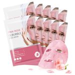 10 Pack Pink Rose O2 Bubble Face Masks Sheet Foaming Face Mask Purifying Facial Mask for Acne and Pores for Deep Cleansing and Rejuvenating Facial Treatment Mask Beauty Skincare