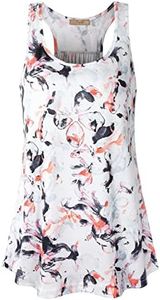 Sleeveless Workout Tops for Women Running Tank Tops Racerback Tanks Ladies Gym Shirts Loose Fit Tunic Tops Sport T Shirts Yoga Clothes White Floral Small