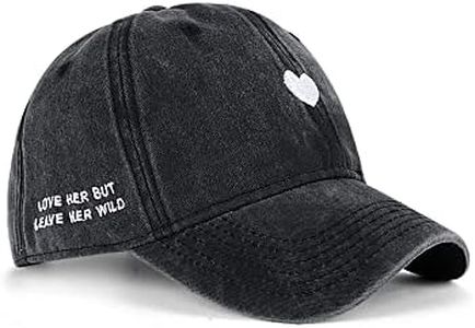 Hebenie Womens Baseball Cap - Cotton Washed Ladies Baseball Caps Classic Vintage Soft Adjustable Peak Caps for Women Girls Outdoor Sports Gift UK Love Heart Embroidered Black