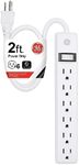 GE 6-Outlet Power Strip, 2 Ft Exten