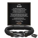 BOCHOI Fathers Day Gift Ideas for My Dad Bracelet Leather Bracelet for Father Bracelet Birthday Gifts for Farthers Day Christmas Birthday Gifts for Him Men Forever Linked Together Bracelet for Men Inspirational Gifts Healing Bracelet