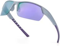 Myiaur Polarised Sports Sunglasses for Women Semi Rimless Wrap Frame Stylish UVA UVB Protection Mirrored Lenses