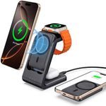 leChivée Magnetic Wireless Charger for iPhone 16 with 5000mAh Detachable P-ower Bank, 3 in 1 Charging Station for iPhone 16/15/14/13, Charging Stand for iWatch Ultra 2/10/9/8/7, for AirPods 4/3/Pro 2