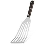 Ramkuwar Fish Spatula with Curved Stainless Steel Blade Thin and Flexible Slotted Kitchen Turner Spatulas with Full Tang Handle Metal Flipper for Flipping Fish Egg Pancake 2X32X9CM Big Turner