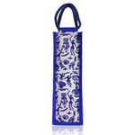 Kuber Industries Bottle Bag | Jute Carry Bag | Water Bottle Cover | Wine Bottle Bag | Reusable Bottle Bag with Handle | Bottle Bag for Office | Gift Bag | Warli-Print | Blue