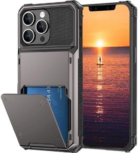 for iPhone 13 Pro Max Case with Card Holder[Store 5 Cards] Wallet Case with Hidden Card Slot, Heavy Dual Layer Shockproof Protective Phone Cover for Apple iPhone 13 Pro Max,Grey
