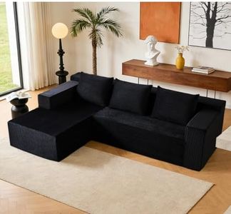 ANONER 103" L-Shaped Sofa Bed Cloud Couch, Modular Sectional Corner Sofa with Deep Seat, Modern Minimalist Boneless Couch with Chaise, Free Combination Couches for Apartment (Black)