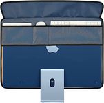 Monitor Dust Cover for iMac 24”, PU Leather Protective Screen Dust Cover Sleeve with Rear Pocket Compatible with iMac 24 inch (24inch, BLUE)