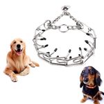 Vokowin Metal Chain for Dog,Durable Thick Prong Collars for Pet Outdoor Training,Anti Bark Collars for Dogs,Small Medium Large Puppy Adjustable Silver Necklace,Luxury Dog Choke Collar (K319-1)