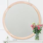 MAGFLERUM 28 Inch Wall Mirror, Round Wood Mirror, Circle Mirror, Nursery Mirror, Boho Mirror, Wall Decor for Bedroom, Living Room, Hallway (Nature)