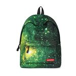 FANDARE Casual Daypack Backpacks Galaxy School Bag for Girls Boys High College Teens Knapsack Men Boy Women Travel Laptop Rucksack College Bookbag Waterproof Polyester Green