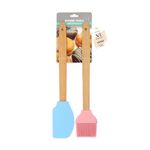 NFI essentials Spatula and Basting Brush Set, Non-Stick Cooking Safe Set of 2 Heat Resistant Silicon Palta for Baking & Mixing Pastry,Turner,Grilling,Tandoor,Oil Brush for Cooking Dishwasher Safe