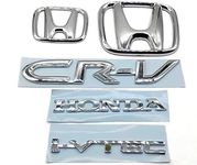 CYRER CAR Emblem Monogram/logo/Badge/Decals/3D/sticker for H-onda CRV i-VTEC ABS Plastic Colour (Silver,Chorme) Pack of 5