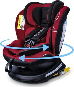 Reecle 360° Swivel Baby Car Seat – Red, Adjustable Safety