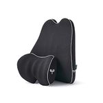 Grin Health C3 Back Cushion Lumbar Support for Car Seat Back Support & Neck Rest Pillow Headrest Support- Back Rest for Back Pain Relief & Neck Pillow for Neck Pain, Combo Black