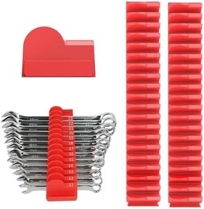 Mudygelay 52 pcs Modular Wrench Organizers for Tool Drawers - Wrench Rack with Metric&SAE Labels, Perfect Tool Storage Holder. Gift for Father or Boyfriend.(Red)