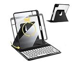 iPad Air 5th/4th Generation Case with Keyboard, 360 Rotatable Detachable Candy Round Keys Keyboard Case with Pencil Holder for iPad Air 5 2022 /iPad Air 4 2020/iPad Pro11 4th/3rd/2nd/1st Gen (Black)