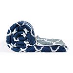 Divine Casa Microfibre 120 GSM All Season Abstract Printed Comforter Single Bed | Reversible Single Size Blanket | Lightweight Quilt Duvet (Navy Blue and White, 140 x 230 cm)