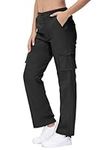 BGOWATU Women's Cargo Hiking Pants Cotton Lightweight Outdoor Work Travel Casual Pants with 7 Pockets Black S