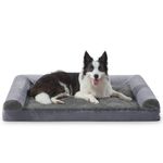 FURTIME Large Dog Bed(89 x 64cm), Orthopedic Memory Foam Dog Beds Sofa with Removable Flannel Cover, Washable Pet Bed, Grey, Good for Doberman Pinscher, Sheltie, Border Collie, Australian Herding Dog