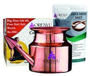 OREAYU ™ 500 ML Copper Jala Neti Pot Neti Lota Big Size Yoga and Ayurveda for Sinus, Nose Irrigation and Cleaning with Neti Salt.