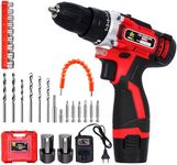 JPT 12V Pro Series Cordless Drill Machine/Driver Set | 45 Nm Torque | 1950Rpm | 3/8" Keyless Chuck | Led Light | 2X Speed Mode | Drill And Screw Bits And Flex Shaft, Red