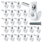 White Down Wall Clip Closet Shelves Clips Wire Shelf Loop Clips Plastic Heavy Duty Wire Shelf Brackets Included Clips Screws and Expansion Tubes for Wire Closet Shelving (24 Pack)