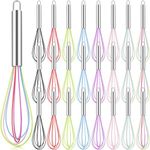 Domensi 24 Pcs 10 Inch Whisks Bulk for Cooking Silicone Whisks Non Scratch Stainless Steel Hand Whisks Large Coated Metal Heat Resistant Egg Beaters for Cooking Party Favor Gift Supplies