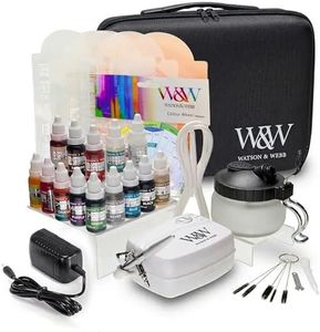 Watson & Webb Airbrush Cake Decorating Kit Airbrush Plus 13 Colours, Stencils, Cleaning Station & Case