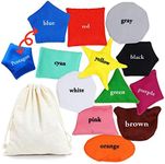 OleOletOy Educational Shapes Sensory Bean Bags for Kids Classroom, 12 Pack Preschool Learning Activities Toys to Learn Shapes and Colors for Toddlers, Tossing and Fun Travel Game for Boys and Girls