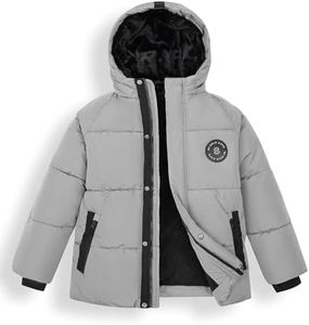 maoo garden Boys Puffer Winter Jacket Fleece Lining Heavyweight Water-Resistant Coat for Big Kids Grey 9Y