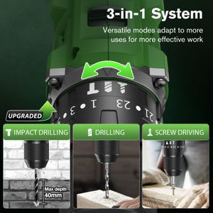 Ginour 21V Brushless Cordless Combi Drill Set – 2x2.0Ah, 48-Piece Kit