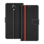 COODIO Phone Case For Samsung Galaxy S4, Magnetic Flip Leather Case For Samsung Galaxy S4 Wallet Case, Black/Red