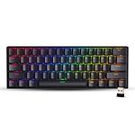 Zebronics ZEB-MAX NINJA 61 keys wireless mechanical keyboard with 3 Bluetooth connections, 2.4GHz Nano receiver, Type C wired mode, RGB backlit, built-in rechargeable battery and N-key rollover(Black)