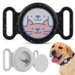 2 Pack Waterproof Airtag Dog Collar Holder, Protective Air tag Case for Dog Collar, Airtag Loop for GPS Dog Tracker, Dog Trackers for Apple iPhone, Airtags Pet, Dog Airtag Holder (Black,White)