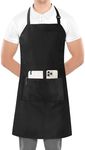 Utopia Kitchen 2 Pack Adjustable Bib Apron with 2 Pockets Waterdrop Resistant Cooking Kitchen Apron for Men, Women with Long Ties (Black)