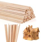 Balsa Wood Sticks, 100 PCS Square Wooden Sticks for Craft, Natural Wood Strips, Unfinished Dowling Rods for Art, DIY Projects & Woodcraft (3 x 3 x 300 mm)