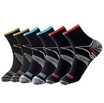 Qimiao 6 Pairs Compression Socks Plantar Fasciitis for Women Men,Arch Support Low Cut Compression Ankle Socks for Sporting (L/XL)