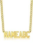 GOLDCHIC JEWELRY Gold Name Necklace Personalized Custom Nameplate for Father Boyfriend Chunky Cuban Chain Choker Customized Nameplate Necklaces for Kids