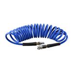 aunstarwei Air Compressor Hose Polyurethane(PU) Recoil Blue with 1/4" Europe Quick Coupler and Plug Fittings, 5m Length