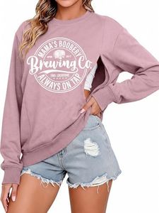 UNIQUEONE Women Nursing Sweatshirts for Breastfeeding - Friendly Zipper Maternity Sweater Long Sleeve Mama Pullover Tops B-pink