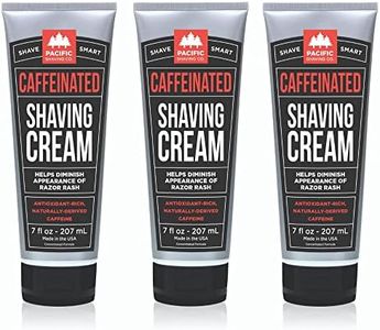 Pacific Shaving Company Caffeinated Shaving Cream - Shea Butter + Spearmint Antioxidant Shaving Cream with Caffeine - Clean Formula for a Hydrating + Irritation-Free Shave (7 Oz, 3 Pack)