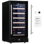 VEVOR Wine Cooler, 30 Bottles Capacity Under Counter Built-in or Freestanding Wine Refrigerator, Beverage Cooler with Blue LED Light, Single Door, Child Lock for Drink Beer Soda Wine Water, ETL Listed