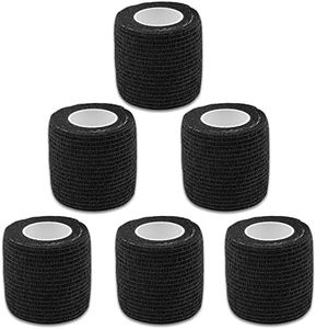 Self-Adherent Grip Tape Wrap - Lyuxzad 6 Pack Cohesive Bandage Wrap 2" x 5 Yards Machine Wrap Cover Elastic Bandage Rolls Self Adhesive Tape Strong Sports Tape Black Bandage Rolls Athletic Tape