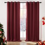 Deconovo Christmas Decorations Home Decorative Solid Curtains Blackout Curtains Thermal Insulated Eyelet Curtains for Girls Bedroom Red 42 x 54 Inch 2 Panels