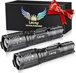 LETMY LED Flashlight, 2 Pack Super Bright LED Flashlights - High Lumens, Waterproof, Zoomable, 5 Modes Flashlights for Outdoor Camping, Walking, Biking, Home Emergency