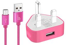 TheMax USB Charging Cable 1 Meter UK Plug Compatible with Samsung/Nexus/Sony/HTC/Nokia/Power bank/PS4/X-box/Printers/Wireless/keyboards/Bluetooth Speakers and more-Hot Pink