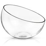 Royal Imports Clear Glass Slant Cut Tilted Angled Bubble Ball Decorative Serving Bowl For Buffet Centerpiece, Plant Terrarium, Flower Vase, Snack Salad fruit Candy Dish,V0272